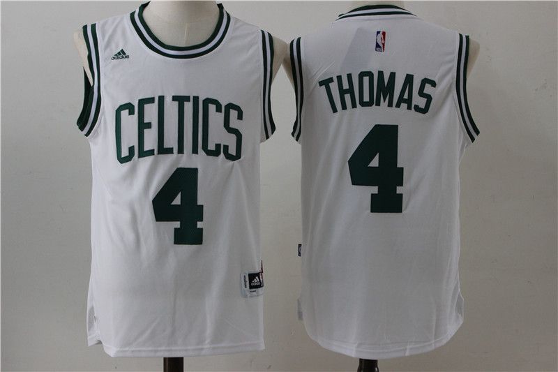 Men Boston Celtics #4 Thomas White Adidas NBA Jersey